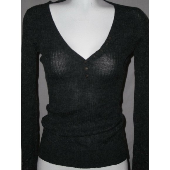 Planet Funk Women's V-Neck Sweater Heather Black Gray Small - Picture 1 of 7